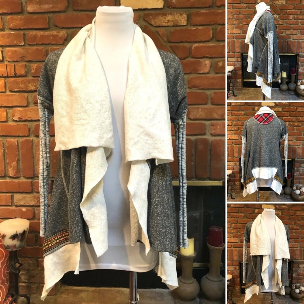 Patchwork Open Jersey Sweatshirt Blazer Jacket - image 2